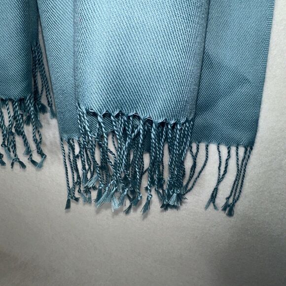 Pashmina 100% Wool Pashmina Solid Scarf Aqua Blue Color Women Shawl Wrap Scarves - Picture 3 of 4